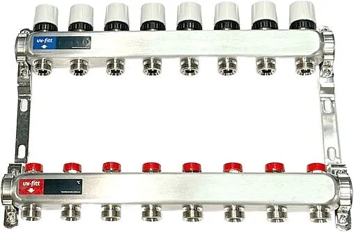 Группа коллекторная без расходомеров 8 отводов 1&quot;в/в x ¾&quot;ек Uni-fitt TECHNO 451W4308