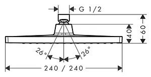 Лейка верхнего душа Hansgrohe Crometta E 240 1jet LowPressure хром 26722000 Лейка верхнего душа Hansgrohe Crometta E 240 1jet LowPressure хром 26722000, 2