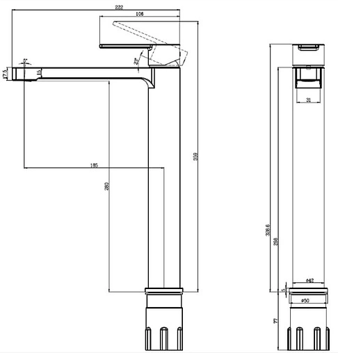 Смеситель для раковины Villeroy&amp;Boch Architectura хром TVW10300500061