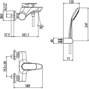Смеситель для ванны Gattoni H2OMIX7000 хром 7000070C0 Смеситель для ванны Gattoni H2OMIX7000 хром 7000070C0, 2
