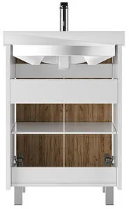 Тумба-умывальник напольный Домино Uno 60 дуб вотан/белый DU1506T+WB.FN/Fest/60-C/WHT.G/S1, 5