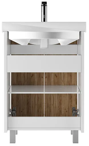 Тумба-умывальник напольный Домино Uno 60 дуб вотан/белый DU1506T+WB.FN/Fest/60-C/WHT.G/S1