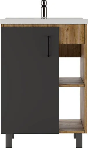 Тумба-умывальник напольная Домино Craft 60 графит/дуб вотан DCr2201T+4640021060773