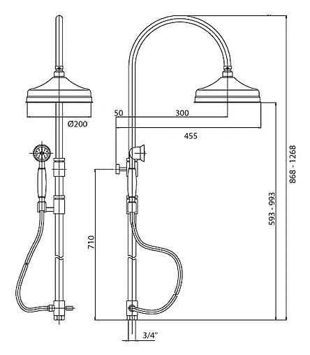 Душевая система без смесителя Cezares Vintage хром VINTAGE-CAE-01-M