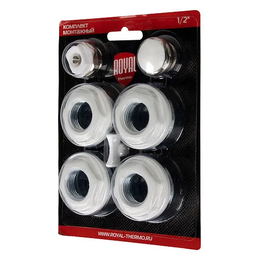Комплект радиаторный универсальный 1&quot;н x ½&quot;в Royal Thermo Bianco Traffico RT½W