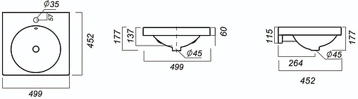 Раковина Sanita Luxe Ringo 50 белый RNG50SLWB01