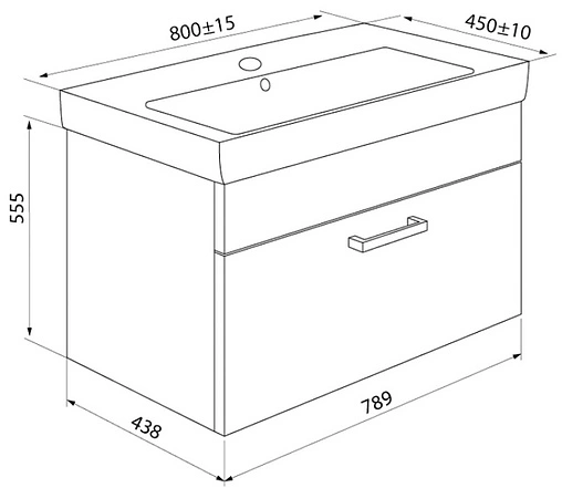 Тумба-умывальник подвесная IDDIS New Mirro 80 белый NMIR80Wi95K
