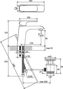 Смеситель для раковины Ravak Flat хром X070117, 2