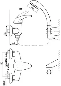 Смеситель для душа Rav Slezak Dunaj хром D480.5/2, 2
