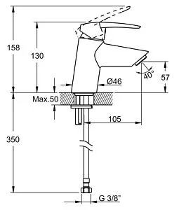 Смеситель для раковины VitrA Dynamic S хром A40950EXP Смеситель для раковины VitrA Dynamic S хром A40950EXP, 2