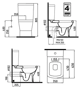 Унитаз-компакт Bien Neptun белый NPKD06301VP0W3000, 2