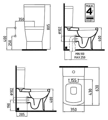 Унитаз-компакт Bien Neptun белый NPKD06301VP0W3000