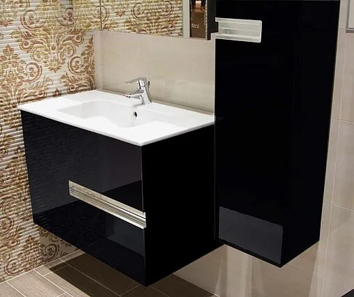 Тумба-умывальник подвесная Roca Victoria Nord 80 чёрный глянец ZRU9000097+
