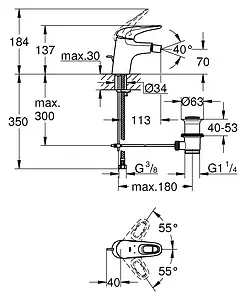 Смеситель для биде Grohe Eurostyle New хром 33565003 Смеситель для биде Grohe Eurostyle New хром 33565003, 2