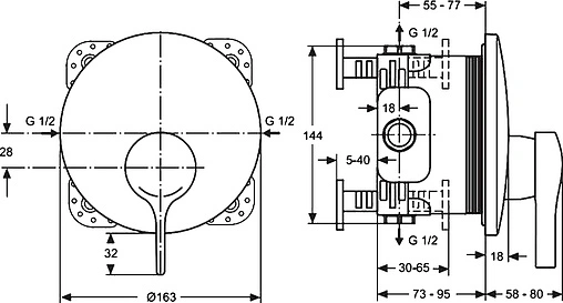 Смеситель для душа скрытого монтажа Ideal Standard Melange хром A4719AA
