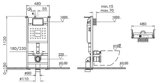 Инсталляция для подвесного унитаза VitrA V-Fix Core 732-5800-01