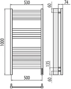 Полотенцесушитель электрический лесенка Terminus Енисей П12 500х1000 электро sensor quick touch полированная сталь 4670078526250, 2