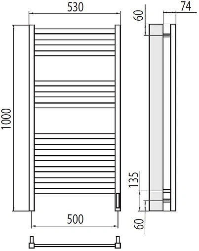 Полотенцесушитель электрический лесенка Terminus Енисей П12 500х1000 электро sensor quick touch полированная сталь 4670078526250