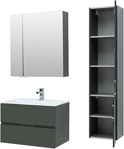 Тумба-умывальник подвесная Aquanet Алвита 80 серый антрацит 00215120+00187094