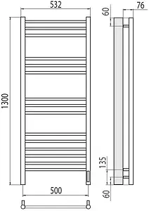 Полотенцесушитель электрический лесенка Terminus Аврора П15 500х1300 электро sensor quick touch полированная сталь 4670078527233, 2