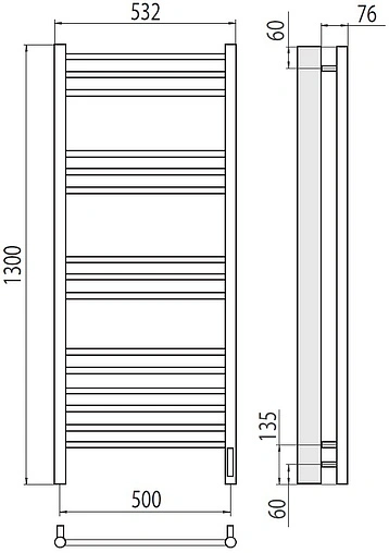 Полотенцесушитель электрический лесенка Terminus Аврора П15 500х1300 электро sensor quick touch полированная сталь 4670078527233