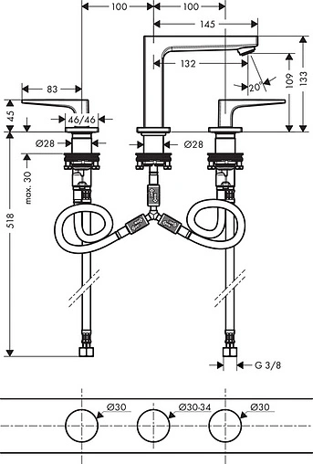 Смеситель для раковины Hansgrohe Metropol 110 хром 32514000