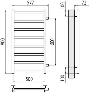 Полотенцесушитель водяной лесенка Terminus Аврора П8 500х800 бп600 полированная сталь 4670078529930, 2