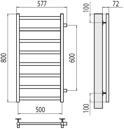 Полотенцесушитель водяной лесенка Terminus Аврора П8 500х800 бп600 полированная сталь 4670078529930