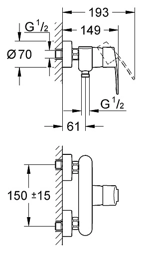 Смеситель для душа Grohe Eurostyle Cosmopolitan хром 33590002