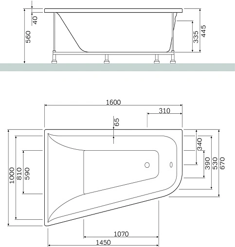 Ванна акриловая Am.Pm Inspire 160x100 ориентация левая