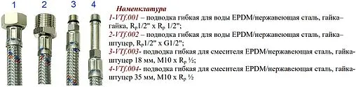 Гибкая подводка Valtec 1.2м x ½&quot;в x ½&quot;н VTf.002.IS.0404120