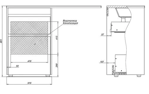 Тумба под умывальник напольная Aquanet Токио 58 дуб веллингтон 00333648