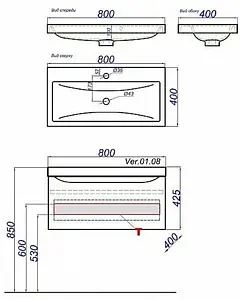 Тумба-умывальник подвесная Aqwella Verona 80 белый Ver.01.08/W+Inf.08.04.D Тумба-умывальник подвесная Aqwella Verona 80 белый Ver.01.08/W+Inf.08.04.D, 2