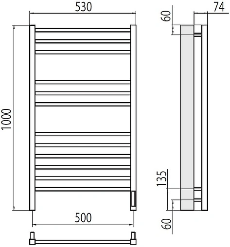 Полотенцесушитель электрический лесенка Terminus Сицилия П12 500х1000 электро sensor quick touch полированная сталь 4670078526298
