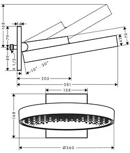 Лейка верхнего душа с настенным креплением Hansgrohe Rainfinity 360 1jet чёрный матовый 26230670 Лейка верхнего душа с настенным креплением Hansgrohe Rainfinity 360 1jet чёрный матовый 26230670, 2