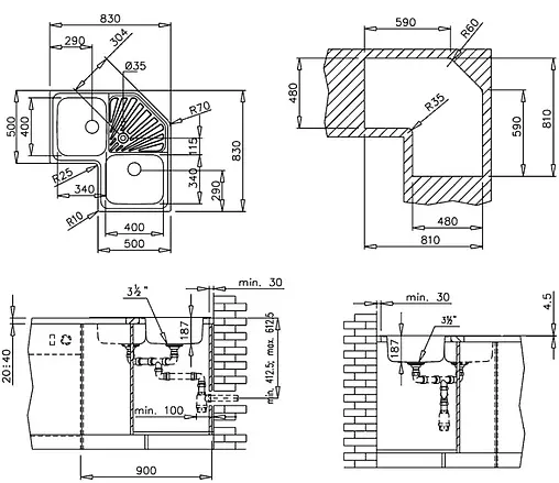 Мойка кухонная Teka Angular 2B нержавеющая сталь полированная 10118005