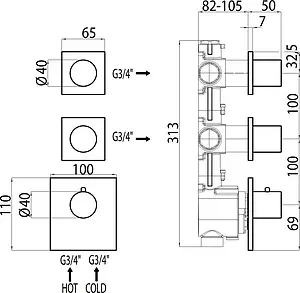 Скрытая часть термостата Bossini OKI Z030201000 Скрытая часть термостата Bossini OKI Z030201000, 3