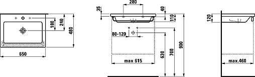 Раковина Laufen Living Square 65 белый 8.1643.1.000.104.1