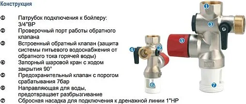 Группа безопасности бойлера ¾&quot; 7 бар WATTS FIABILIS SFR 10004611
