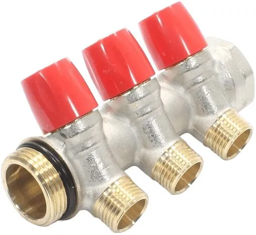 Коллектор регулирующий проходной 3 отвода красный ¾&quot;в/н x ½&quot;н General Fittings 6200E7N1004R3A