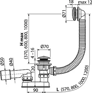 Слив-перелив для ванны AlcaPlast хром A504KM-80 Слив-перелив для ванны AlcaPlast хром A504KM-80, 2
