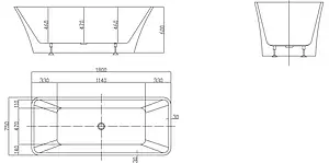 Ванна акриловая отдельностоящая BelBagno 180x75 BB60-1800-750 Ванна акриловая отдельностоящая BelBagno 180x75 BB60-1800-750, 2