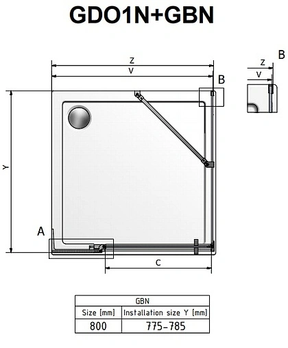 Боковая стенка 800мм прозрачное стекло Roltechnik Elegant Neo Line GBN/800 189-8000000-00-02