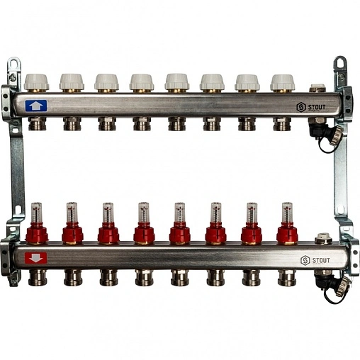 Группа коллекторная с расходомерами 8 отводов 1&quot;в/в x ¾&quot;ек Stout SMS 0927 000008