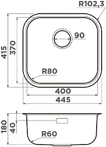 Мойка кухонная Omoikiri Omi 44-U/I-GM вороненая сталь 4993191 Мойка кухонная Omoikiri Omi 44-U/I-GM вороненая сталь 4993191, 2