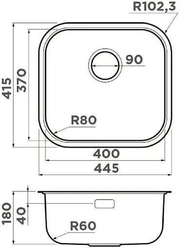 Мойка кухонная Omoikiri Omi 44-U/I-GM вороненая сталь 4993191