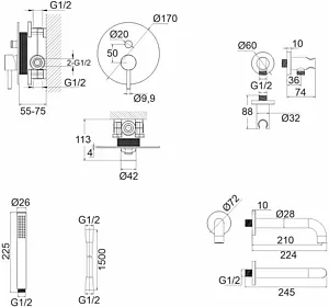 Смеситель для ванны скрытого монтажа WHITECROSS Y brushed gold золото брашированное YSET06GLB Смеситель для ванны скрытого монтажа WHITECROSS Y brushed gold золото брашированное YSET06GLB, 2