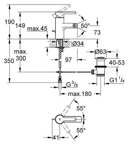 Смеситель для биде Grohe Lineare хром 33848000