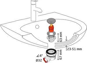 Сифон бутылочный компактный с выпуском Wirquin NANO 6.7 белый/хром 30724230 Сифон бутылочный компактный с выпуском Wirquin NANO 6.7 белый/хром 30724230, 3