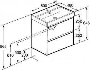Тумба-умывальник подвесная Roca Ona 60 бежево-серый матовый A857613510+ZRU9307561 Тумба-умывальник подвесная Roca Ona 60 бежево-серый матовый A857613510+ZRU9307561, 2
